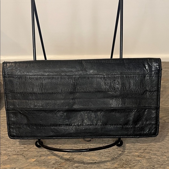 Vintage Gray Eel Skin Double Kiss Lock Coin Purse & Blk Eel Skin Checkbook Cover - Picture 9 of 15